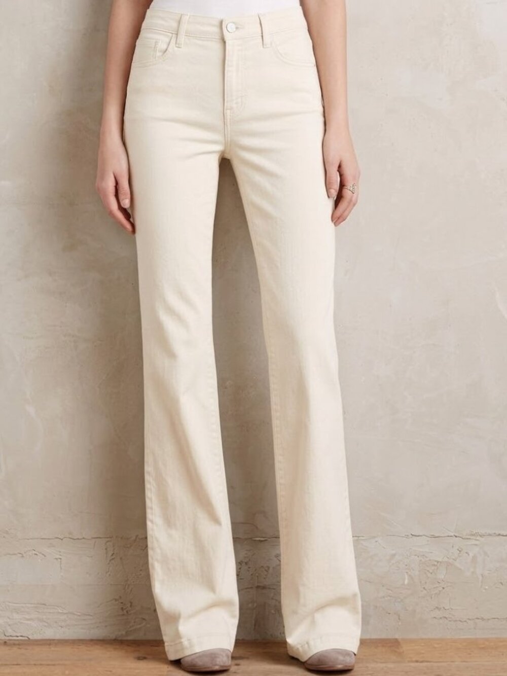 NWT J Brand Dasha in Tropez Ivory High Rise Flare Stretch Jeans 30 x 35
